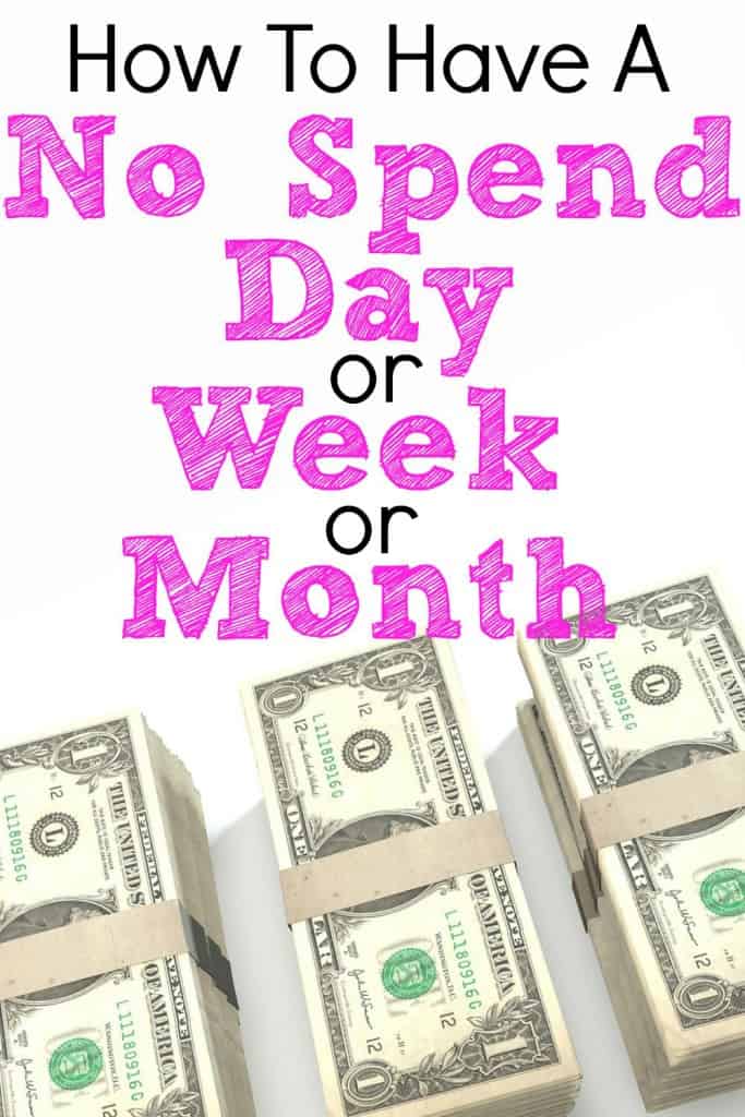 Learn how to have a no spend day or week. You can save so much money by not spending for just one day a month! Imagine how much you could save by not spending any money for a week!