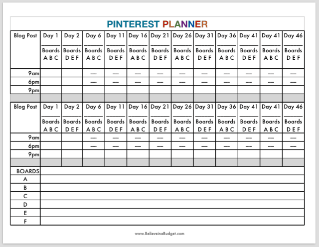 Free Pinterest Pinning Schedule