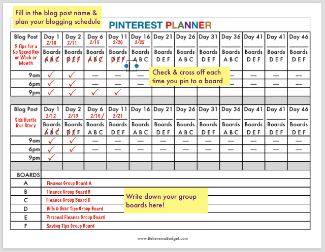 Pinterest Planning Schedule