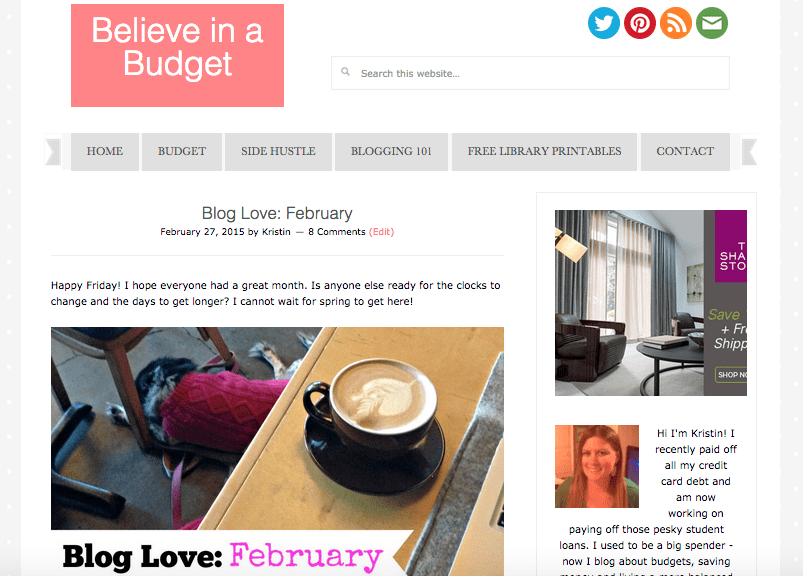 New Believe in a Budget Website