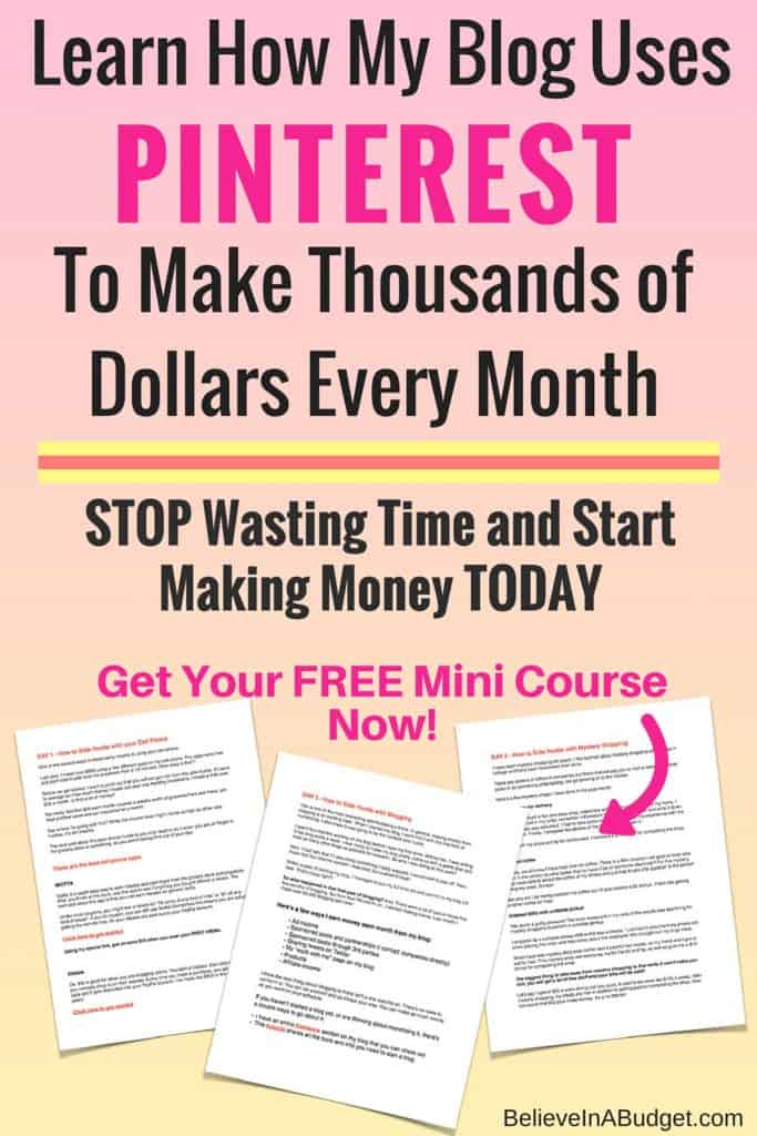 Each month my blog makes thousands of dollars, mostly due to Pinterest. Over 90% of my traffic each month comes from Pinterest, which helps me make more money! If you want to make more money, then learn how I started a blog and earn a full time living! 