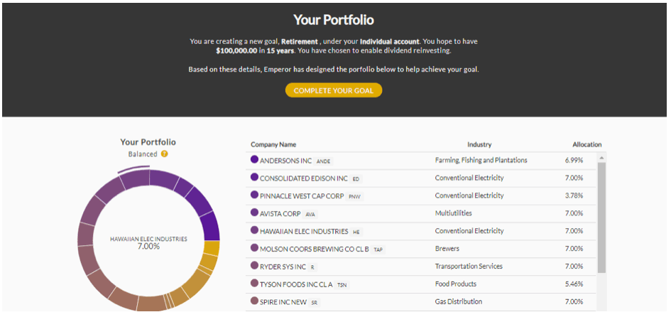 Setting up a portfolio for dividend investing with Emperor Investments